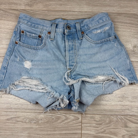 Levi's Pants - Levi's 501 High Waist Frayed Hem Cut Off Blue Jean Shorts 56327-0113 Size 26